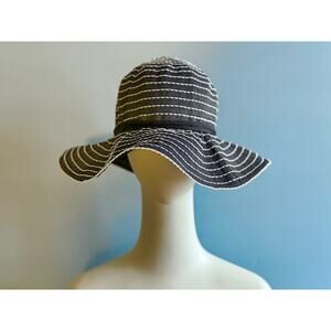 SCALA Gray/White Striped Floppy Summer Hat sz OS